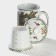 Ceramic mug with a lid and sieve "Flowers", 300 ml, white color