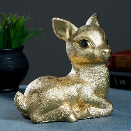 New Year's piggy bank "deer" gold 17x10x18cm-4