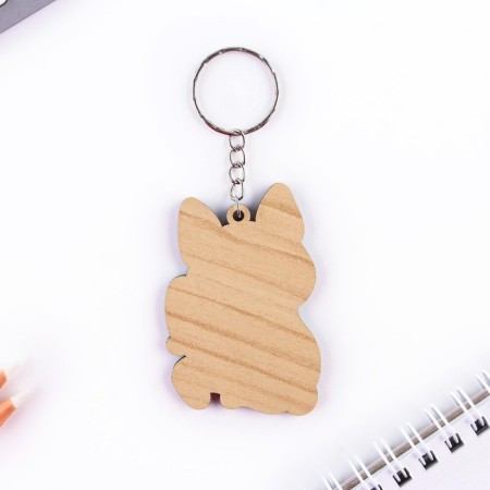 A wooden key key "Corgi with avocado", 4.4 x 6.4 cm-3