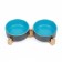Double ceramic bowls on a stand of 2 x 450 ml 28.5 x 15.5 x 7 cm, gray/blue