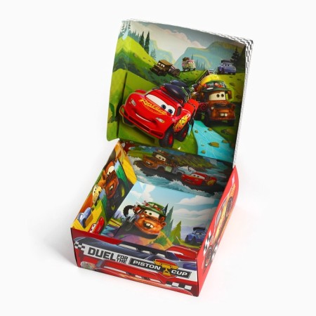 Gift Folding Box with 3D "Champion", cars, 15x15x7 cm-1