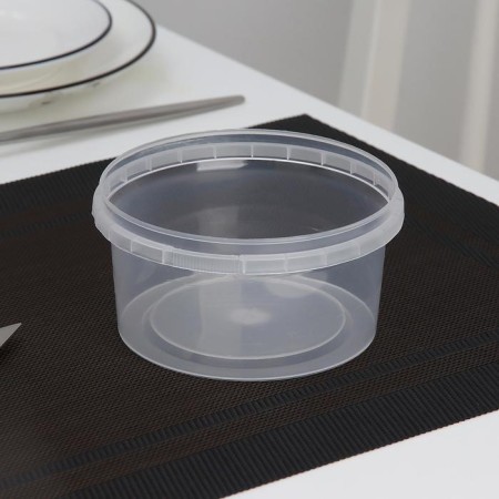 Container plastic disposable round, 485 ml, transparent color