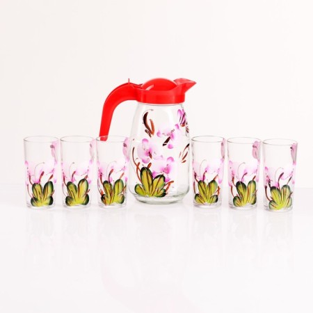 Set for juice "Orchid" art painting, 6 glasses 1250/200 ml mix-10