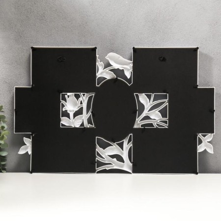 Photo frame plastic in 7 photos 10x10, 10x15 cm "Bird and rosehip" White 33.5x52 cm-2