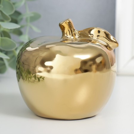Souvenir ceramics "Golden apple with a leaf" 9.5x10.5x9.5 cm-2