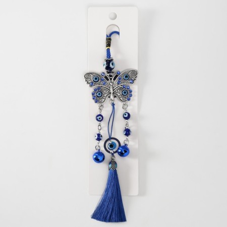 Suspension from the evil eye Metal "Butterfly with bells and brush" 7x30 cm-4