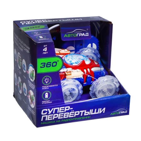 Radio-controlled “Trick” car, works on batteries, lighting effects, blue color, blue-5