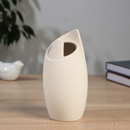VAZA Ceramics Table "Wilston" D-4.5cm, 17x9.5 cm, beige