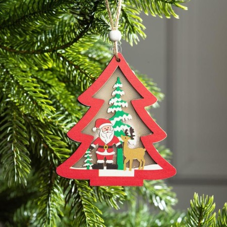 Christmas tree toy "Red Christmas tree with Santa Claus", from batteries, glow warm white-1