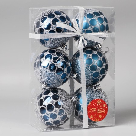 Set of balls plastic D-8 cm, 6 pcs "Surprise" Blue-1