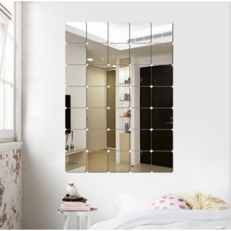 Interior stickers "squares", mirror, wall decor, set 9 pcs, 15 x 15 cm-3