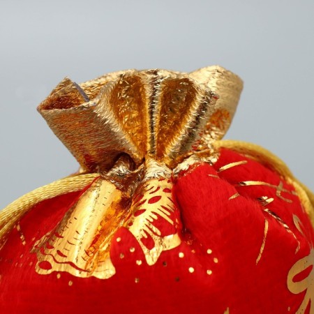 Bag gift plush "New Year's salutes", bells, embossing, 10 x 12 cm +/- 1.5 cm, New Year-3