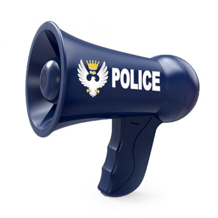 Megaphone "Police", 2 modes: siren, loudspeaker, works from batteries, in a bag