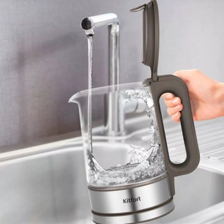 Electric ketter KitFort KT-6664, glass, 1.7 l, 2200 watts, gray-3