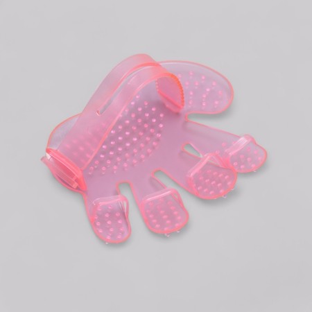 Rubber massage brush on hand, pink-1