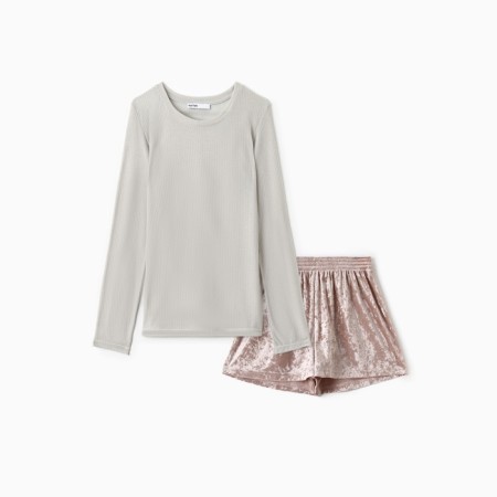 Female set (longshit and shorts) KAFTAN "velvet", 48-50, pink