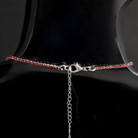 Set 2 objects: earrings, necklace "Phoenix" drop in rhinestones, red color in silver, 35 cm-1