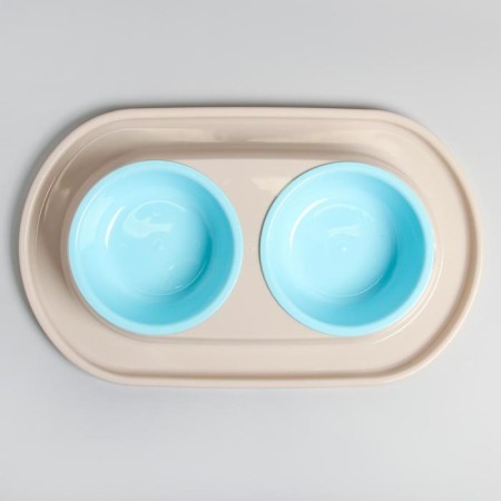 Animal bowl "Moore-humu" 0.3l double on the stand, light-beige-4