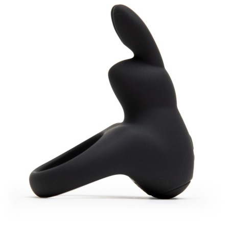 Erective ring with vibration Happy Rabbit, Black-1