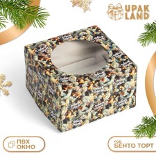 Кондитерская упаковка с окном «Ветки ели», 30 х 30 х 19 см