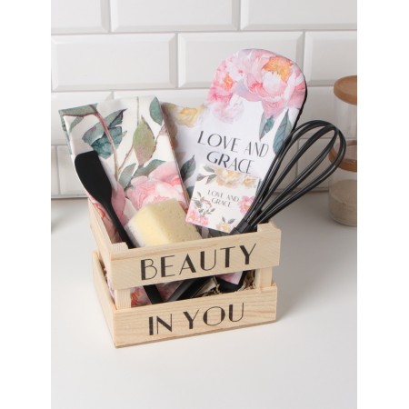 Gift set "Love and Grace" towel, mittens-spot, kitchen, corolla, sponge