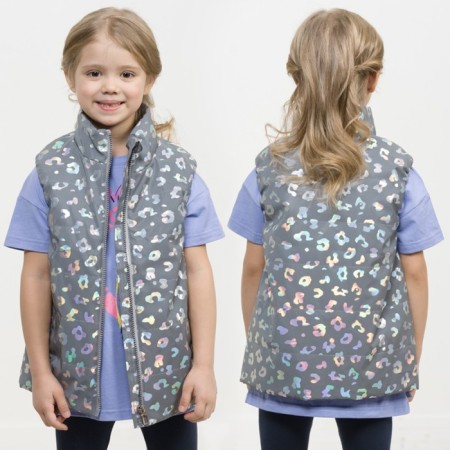 Vest for girls, height 116 cm, silver color