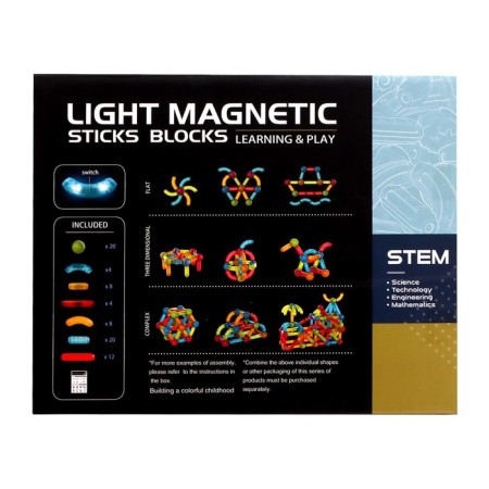 Magnetic designer for kids "light sticks", 76 parts-3