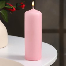 Candle - cylinder, 4 × 12 cm, 15 hours, light pink