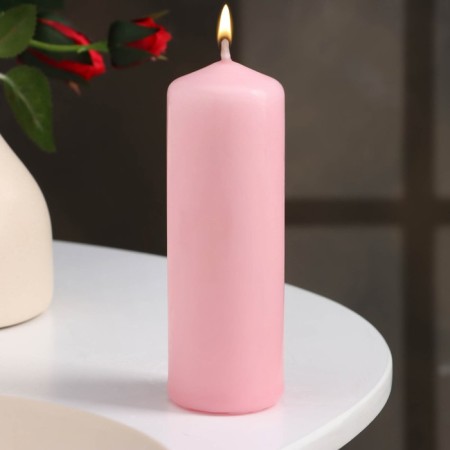Candle - cylinder, 4 × 12 cm, 15 hours, light pink