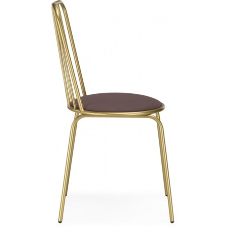 Chair on the metal frame Avalon Metal/velor, gold/cocoa 39x48x86 cm-2