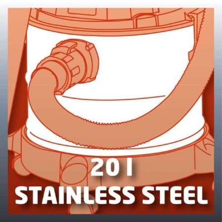 Construction vacuum cleaner Einhell TC-VC 1820 S, 1250 W, stainless steel 20 l, 1.5 m, d = 36 mm-8