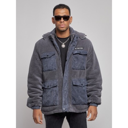 Plush jacket men's, size 52, gray color-5