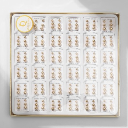 Pusets in a box of 108 pairs "Assorted" beads No. 3, 4, 5, color gold-1
