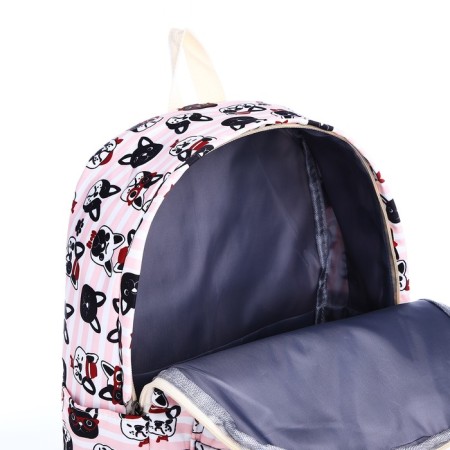 School backpack from textiles on lightning, 3 pockets, pencil case, pink color-7