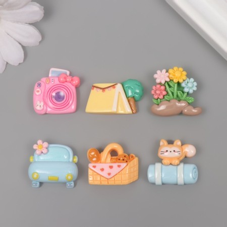 Decor for creativity Plastic "Travel" Assorted set 6 pcs 2.1x2.5x1 cm
