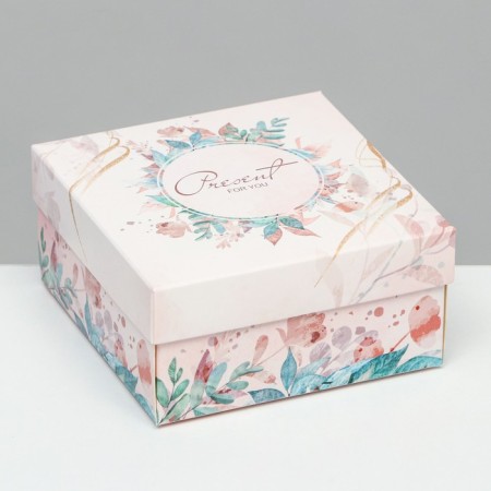 Folding box, "spring wreath" 10 x 10 x 5 cm-1