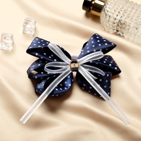 Hair elastic band "Schoolgirl" Bant White Golly, 14 cm, white-blue