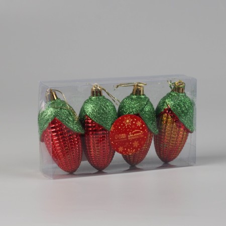 Christmas tree decoration "Corn Color" (set 4 pcs) 10x4 cm, red-1