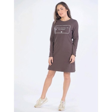 Women's tunic with a long sleeve Airport, size 44, brown color-1