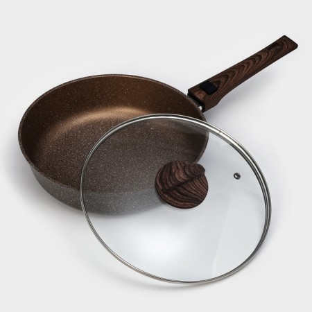 Sleeping pan “Brownie”, D = 26 cm, removable handle, glass cover, anti -stick coating, induction-2