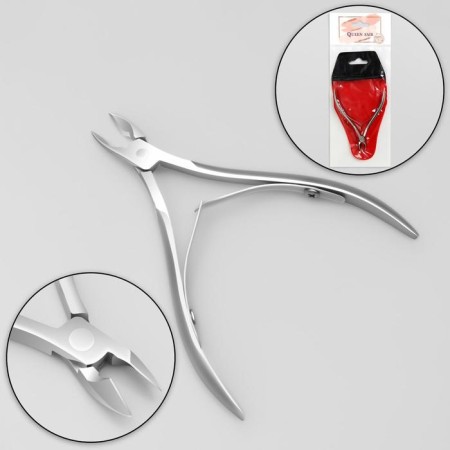 Manicure nippers for cuticles, double spring, 9.5 cm, blade length - 8 mm, in a case, silver color-2