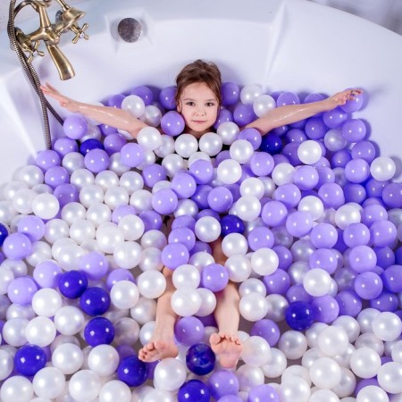 Balls for dry pool "mother -of -pearl", ball diameter 7.5 cm, set 150 pieces, white color-3