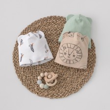 Шапка с ушками детская KinDerLITTO «Крошки Горошки», возраст 3-6 мес., 3 шт