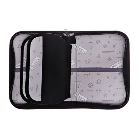 Penal 3 sections, tab inside, 140 x 210 x 40 mm, fabric, calligrata top block "cute cat"-12