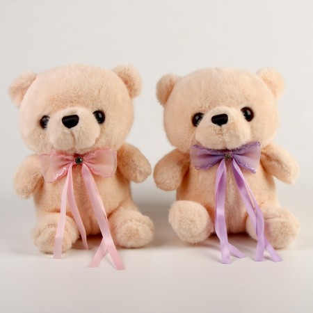 Soft toy "Bear" with a bow, 22 cm, beige color-3