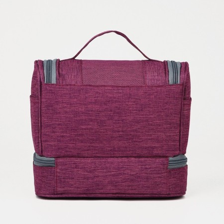 Cosmetic bag 2 parts on zippers, purple color-1