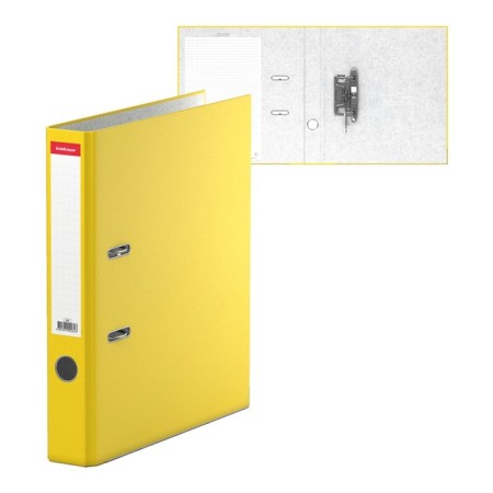 A4, 50 mm, Erichkrause Standard, boumvinyl folder, with label on the spine, lower metal kant, yellow