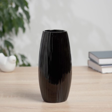 VAZ Coramics Table "Thiago" strips of barrel, D-5 cm, 17x7 cm, black