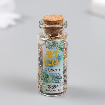 Decor for creativity in the jar "Natural stone with glass - Golden classics" 20 grams 5x2.2x2.2 cm-3