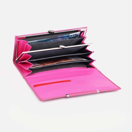 Women's wallet on magnets, pink color-2